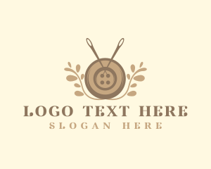 Sewing Button Needle Plant logo