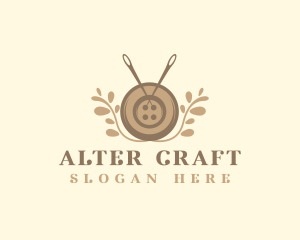 Sewing Button Needle Plant logo design