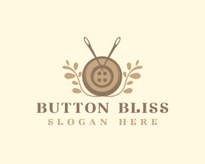 Sewing Button Needle Plant logo design