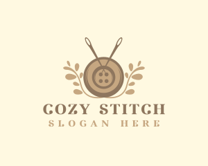 Sewing Button Needle Plant logo design