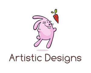 Cartoon Rabbit Carrot logo design