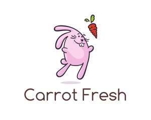 Cartoon Rabbit Carrot logo design