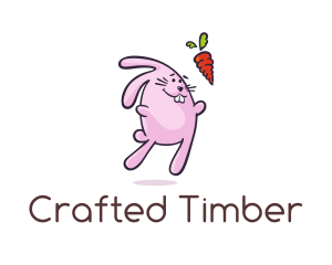 Cartoon Rabbit Carrot logo design