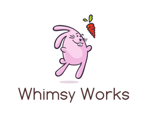 Cartoon Rabbit Carrot logo design