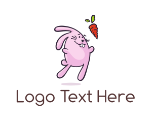 Cartoon - Cartoon Rabbit Carrot logo design