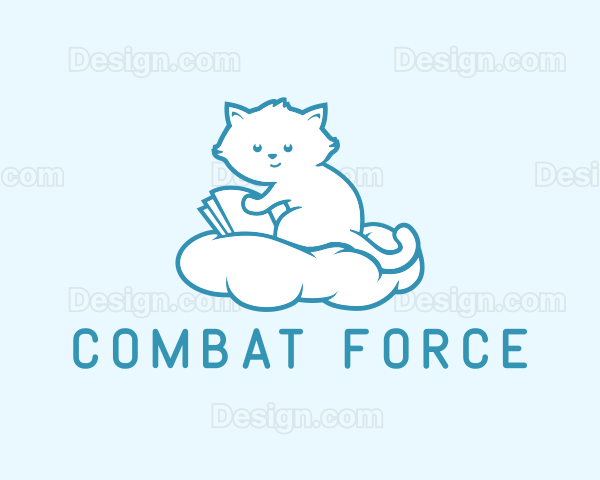 Cloud Cat Kitten Reading Logo