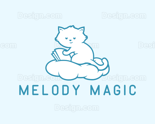 Cloud Cat Kitten Reading Logo