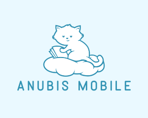 Cloud Cat Kitten Reading logo design