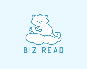 Cloud Cat Kitten Reading logo design