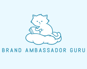 Cloud Cat Kitten Reading logo design