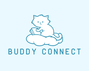 Cloud Cat Kitten Reading logo design