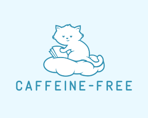 Cloud Cat Kitten Reading logo design