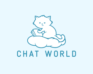 Cloud Cat Kitten Reading logo design