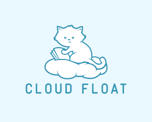 Cloud Cat Kitten Reading logo design