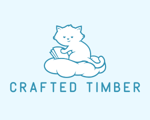 Cloud Cat Kitten Reading logo design