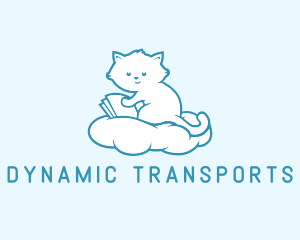 Cloud Cat Kitten Reading logo design