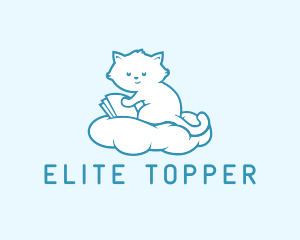 Cloud Cat Kitten Reading logo design