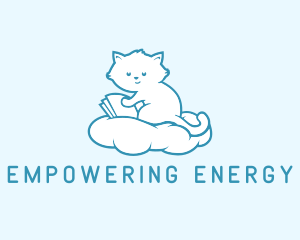 Cloud Cat Kitten Reading logo design