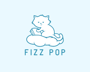 Cloud Cat Kitten Reading logo design