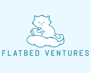 Cloud Cat Kitten Reading logo design