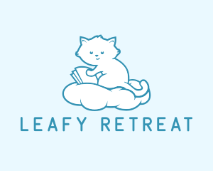 Cloud Cat Kitten Reading logo design