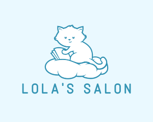 Cloud Cat Kitten Reading logo design