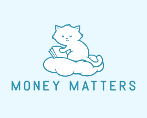 Cloud Cat Kitten Reading logo design