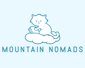 Cloud Cat Kitten Reading logo design