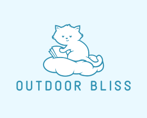 Cloud Cat Kitten Reading logo design