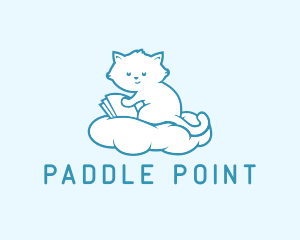 Cloud Cat Kitten Reading logo design