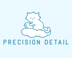 Cloud Cat Kitten Reading logo design