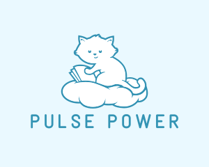 Cloud Cat Kitten Reading logo design