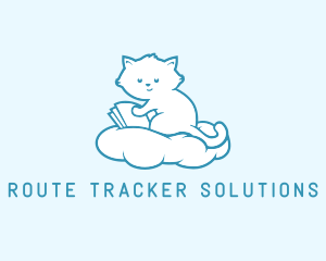 Cloud Cat Kitten Reading logo design