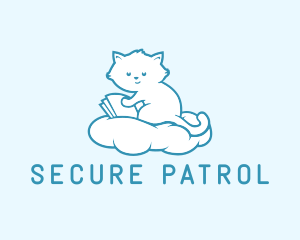 Cloud Cat Kitten Reading logo design