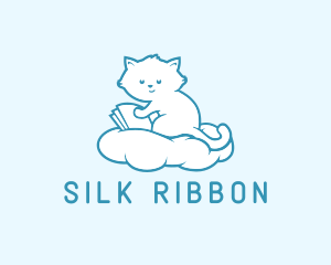 Cloud Cat Kitten Reading logo design