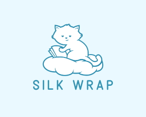 Cloud Cat Kitten Reading logo design