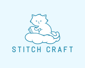 Cloud Cat Kitten Reading logo design