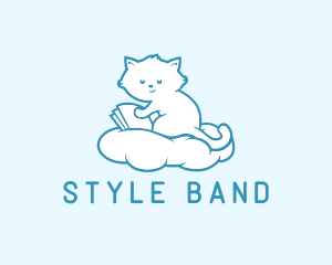 Cloud Cat Kitten Reading logo design