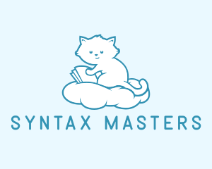 Cloud Cat Kitten Reading logo design