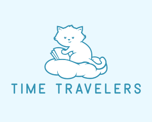 Cloud Cat Kitten Reading logo design