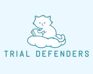 Cloud Cat Kitten Reading logo design