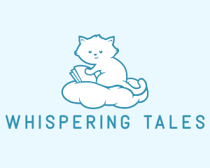 Cloud Cat Kitten Reading logo design