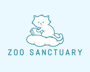 Cloud Cat Kitten Reading logo design