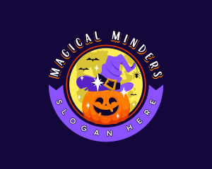 Halloween Pumpkin Moon logo design