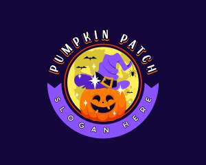 Halloween Pumpkin Moon logo design