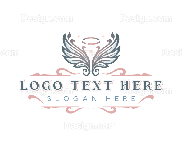 Heavenly Angel Wings Halo Logo