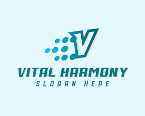 Digital Pixels Letter V logo design