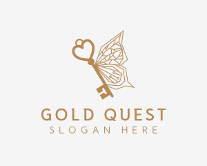 Gold Butterfly Key logo design