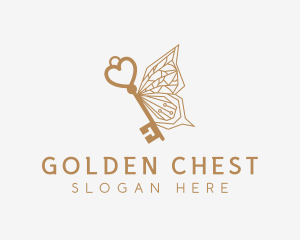 Gold Butterfly Key logo design