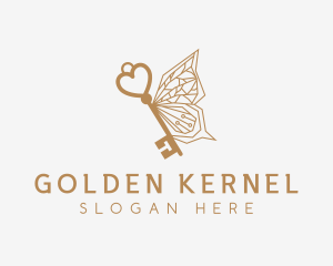 Gold Butterfly Key logo design